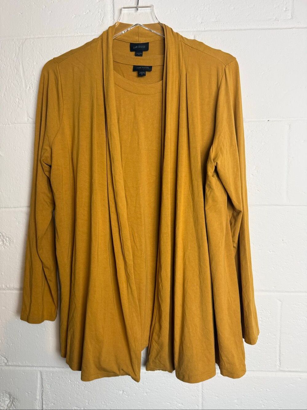 J.Jill Wearever Women’s M Mustard Gold 2 Piece Cardigan Tank Set Travel Minimali
